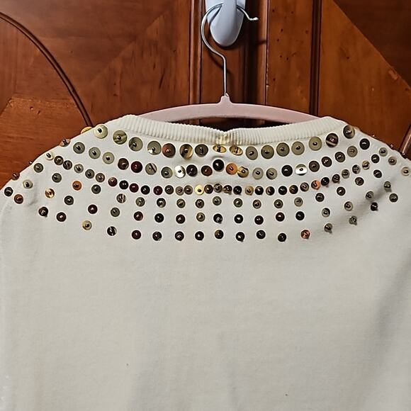 MICHAEL KORS Vintage 2 Piece Sweater Set Gold Zipper & Sequined Collars … - Picture 7 of 12